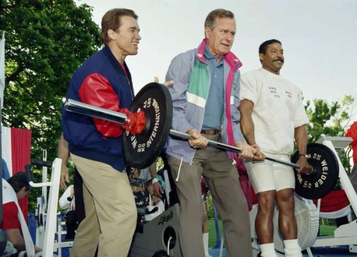 Arnold Schwarzenegger and George H. W. Bush