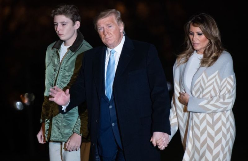 Barron Trump and his parents arrive from Florida 