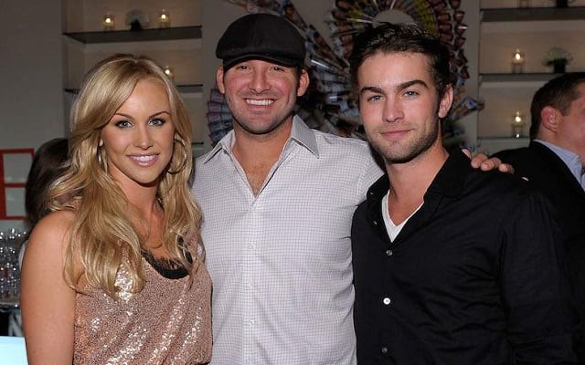 (L-R) Candice Crawford, her husband Tony Romo, and brother Chase Crawford