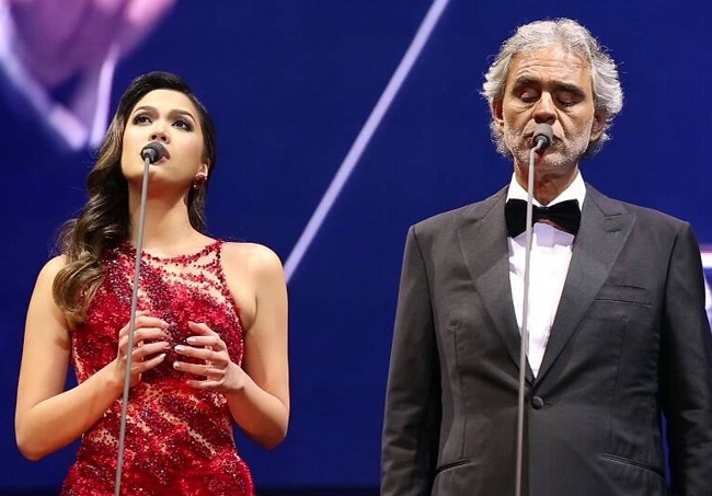 Christine Allado and Andrea Bocelli