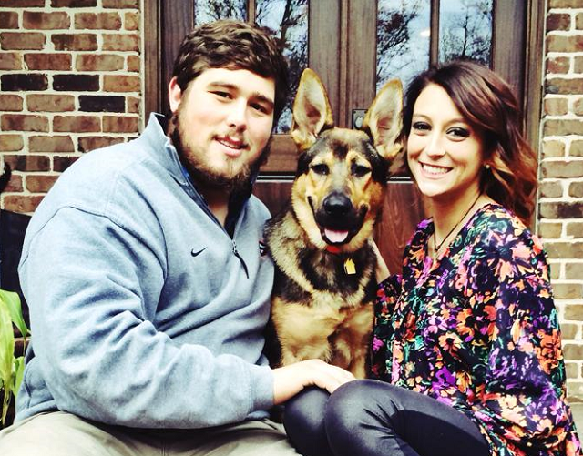 David Andrews and wife; Mackenzie Dempsey with their dog