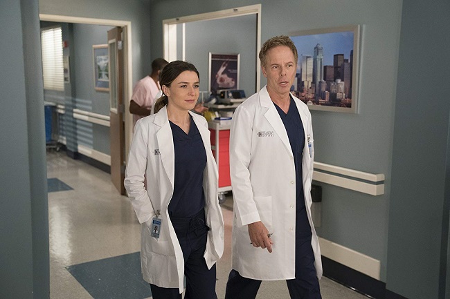 Greg Germann and Caterina Scorsone in Grey's Anatomy