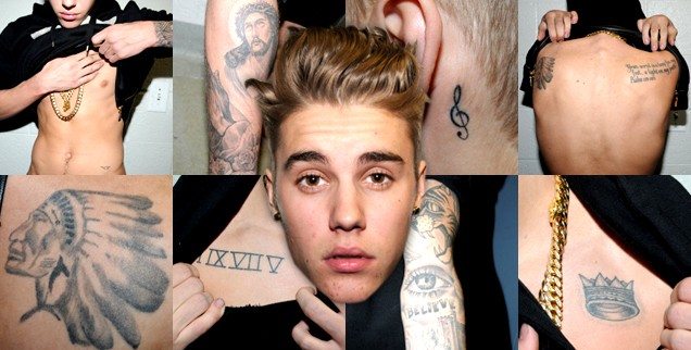 Tato-tato Justin Bieber. (Sumber: heightline)