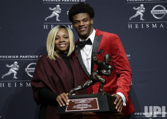 Lamar Jackson and his mother Felicia Jones