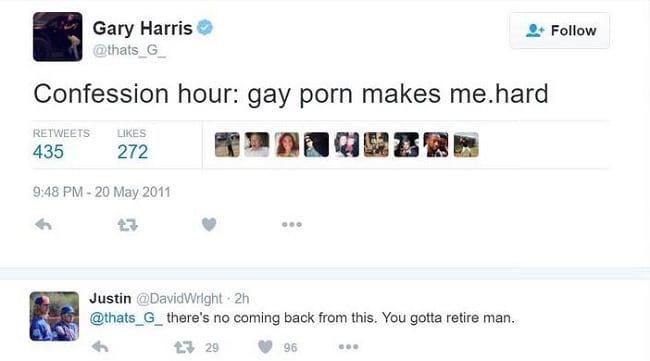 Screenshot of Gary Harris Gay Porn Tweet