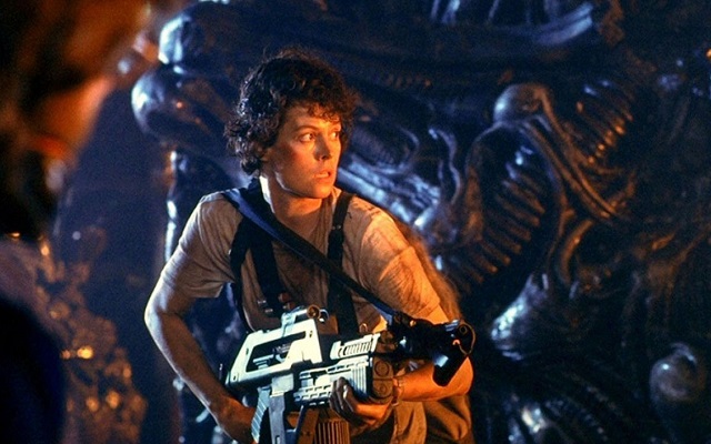 Sigourney Weaver as Ellen Ripley on 'Aliens'