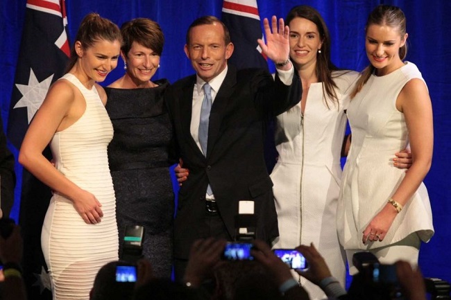Tony Abbott with his wife and daughters